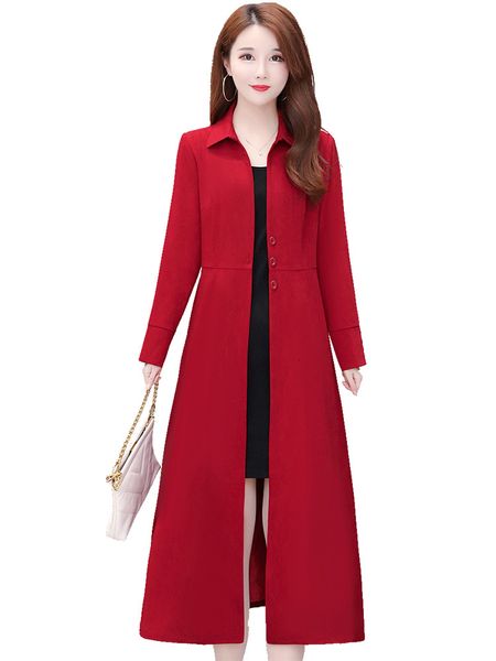 

2021 new new fashion temperament trench coat for long woman on the knee, Tan;black