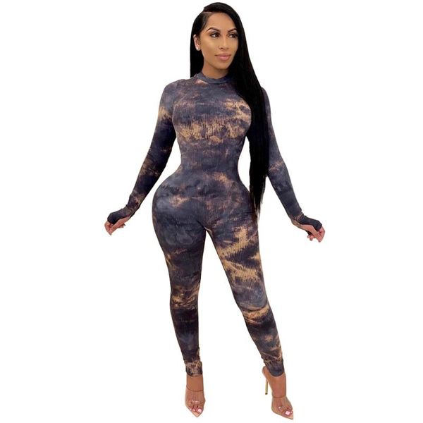 

new arrive women vintage print jumpsuit long sleeve club rompers women overalls female playsuit, Black;white