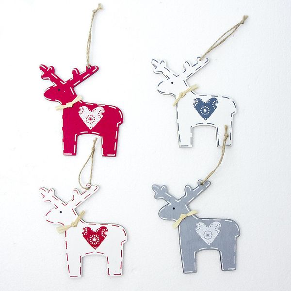 

1pcs wood heart deer pendants christmas tree decoration hanging ornaments crafts xmas new year party wedding home decor 63147