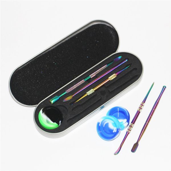 Preço atacado Titanium Dab Tools Herb Seco Vaporizador Rainbow Metal Dabber Ferramenta Atomizador de cera para contêiner Kit Caneta de vapor