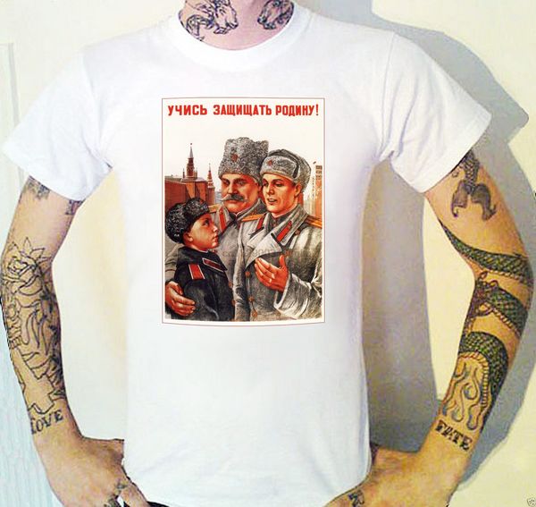 

2020 summer round neck men fashion vintage soviet propaganda poster russian ussr communist a design hoodie designers t shirts sweatshirt