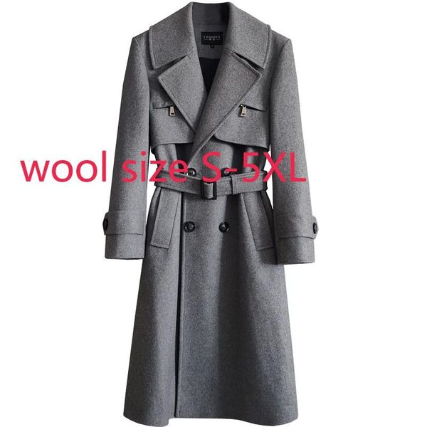 

new arrival fashion woollen coat men winter double breasted thick adjustable waist plus size s m l xl2xl3xl 4xl5xl, Black