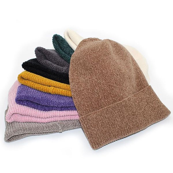 

beanie/skull caps women hat keep warm winter for knitted hats wool fur girls 2021 rc2053, Blue;gray