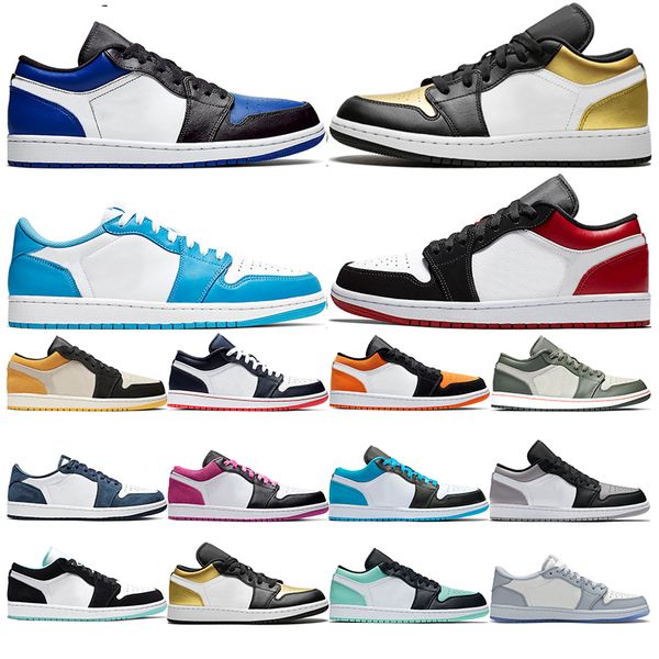 

2021 new 1s low basketball shoes royal mens womens gold toe magenta unc university gold island green unc mens sports casual sneakers