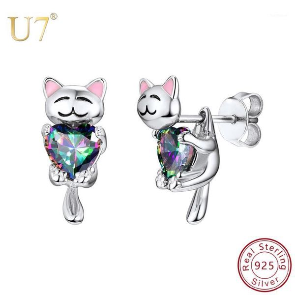 

925 sterling silver fashion animal cute dog/cat stud earrings korean style kitten earring for women lady bijoux jewelry sc2831, Golden;silver