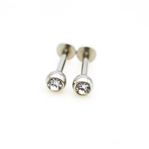 

labret ring 16g lip rings earrings stud crystal clear gem cartilage tragus bars piercing gauges body jewelry sqcnci new_dhbest, Black