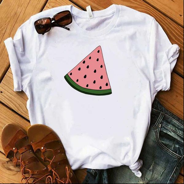 

hipster kawaii watermelon fruit print women tshirts summer casual funny short sleeves cute t shirt for lady tees, White
