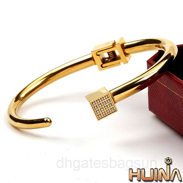 

water cube cnc diamond inlaid wire drawing spring couple rose gold titanium steel bracelet fxxz-03, Black