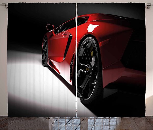 

nursery curtains modern speed sport car vivid toned exquisite automobile image living room bedroom window drapes black red