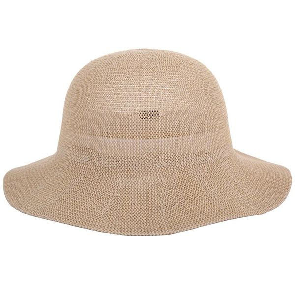 

женская лето 100% бумажный крючок bucket hat с широкими волнистыми доверху ажурным солнцезащитным hollow бич floppy hat tourism anti-uv bob, Blue;gray