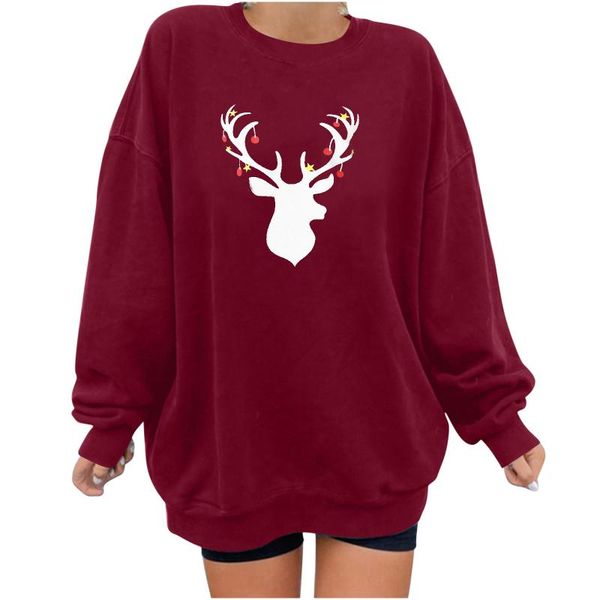 

christmas fashion women's casual long sleeve printed ladies sweatshirt winter clothes women sudadera mujer, Black