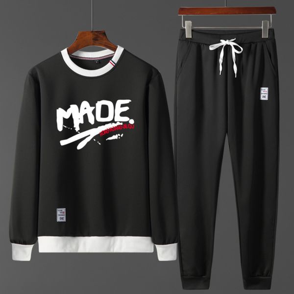 

two new style sweater crew neck piece men's casual sportswear set for fall / winter 2020, Gray