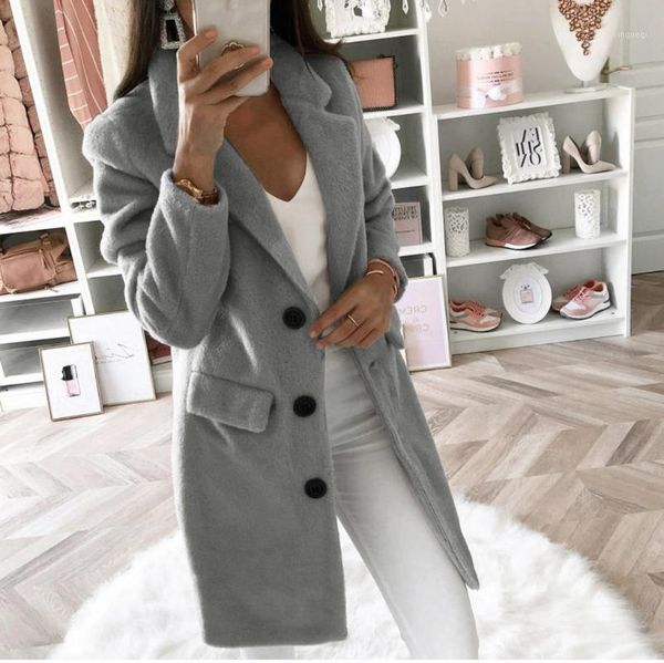 

women wool outwear winter woollen coat long sleeve turn-down collar blends jacket elegant lady overcoats plus size 5xl#j301, Black