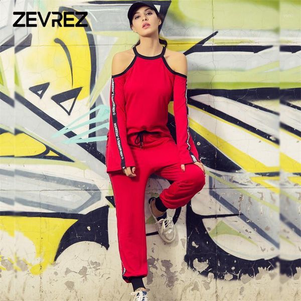 

2018 autumn women two piece pants set casual red tracksuit outfits off shoulder cotton t-shirt + elastic waist pants sweatsuit1, Gray