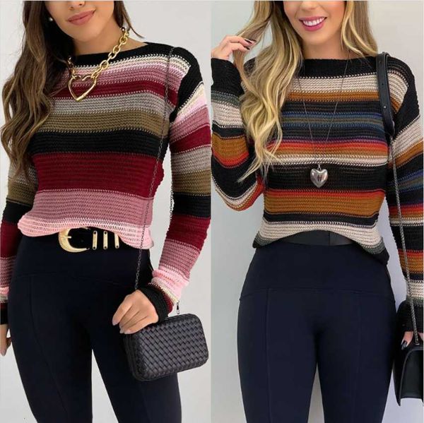 

fashion casual color-strike o-neck women's fall/winter new style stitching spot striped ladies bottoming sweater, White;black