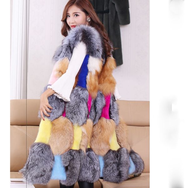 

undefined natural faux fur vest female fluffy cardigan jacket winter women's fur coat new jackets female sleeveless russian 201212, Black