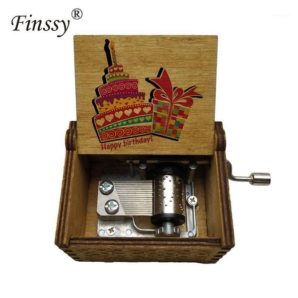 

color print text custom wooden happy birthday music box birthday gift for daughter sons students gifts for lovers1, Silver