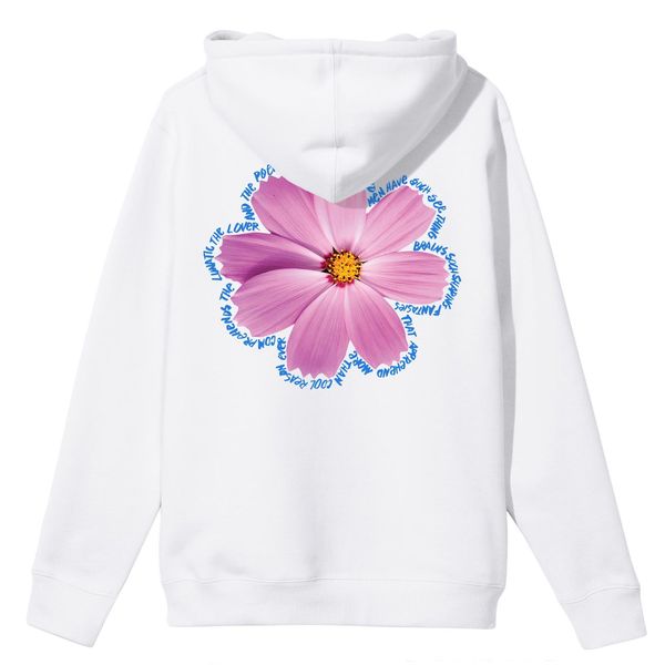 

high street fashion hooded color big daisy flower print men and women couple handsome pullover hoodie sweater, Black