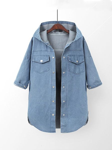 

2021 n008 europe and america new large female fat mm loose hoodie exclusive coat denim jacket, rkfb, Black;brown