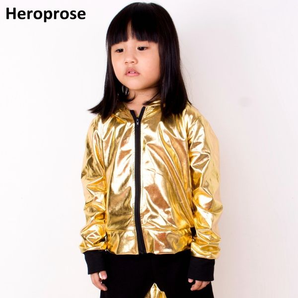 

heroprose fashion girls boys gold jazz hip hop dance competition coat kid clothing party dancing stage performance jacket 201106, Blue;gray