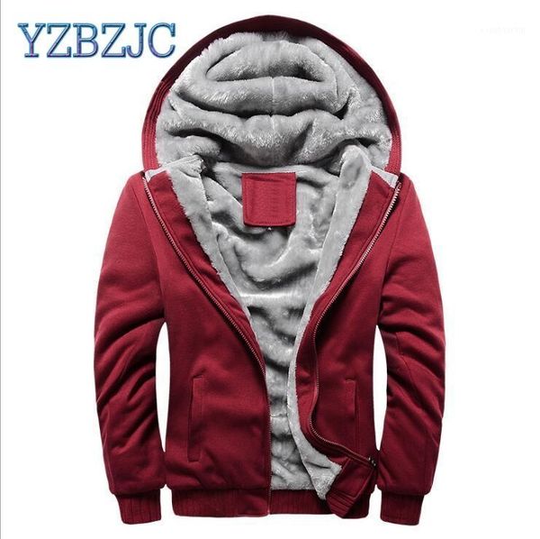 

yzbzjc hoodies men winter jacket thick men's hooded sweatshirt male warm fur liner sportswear tracksuits mens coat clothes1, Black;brown