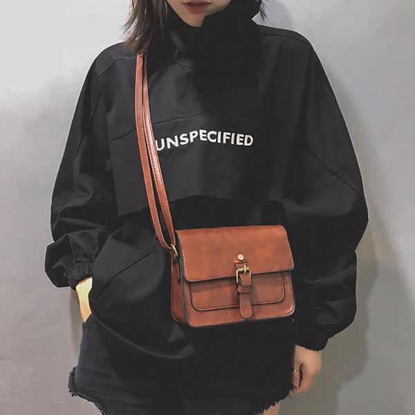 

women retro oil skin small square bag belt pliers shoulder messenger bag travel casual sling messenger bolsa #yl5