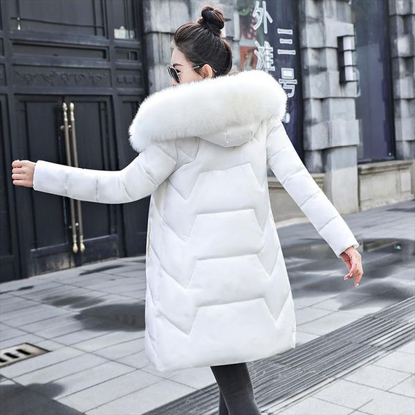 

plus size s 7xl womens jacket winter warm big fur women long down parkas slim winter jacket for women hooded coat female, Black