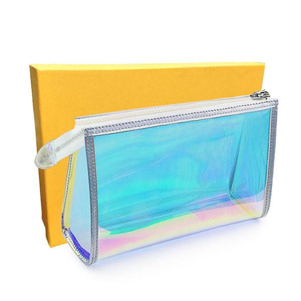 

fashion brand new women cosmetic bags transparent laser handbags with box size 26.5*20cm