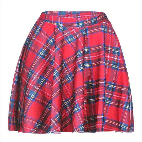 

new women skirts ladies tartan red skater skirt above the knee saia de renda drop shipping d119 88, Black