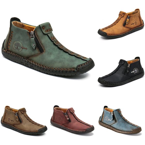 

new men winter martin boots zipper shoes red black blue khaki brown outdoors hand-stitched tooling fashion boot size 38-44