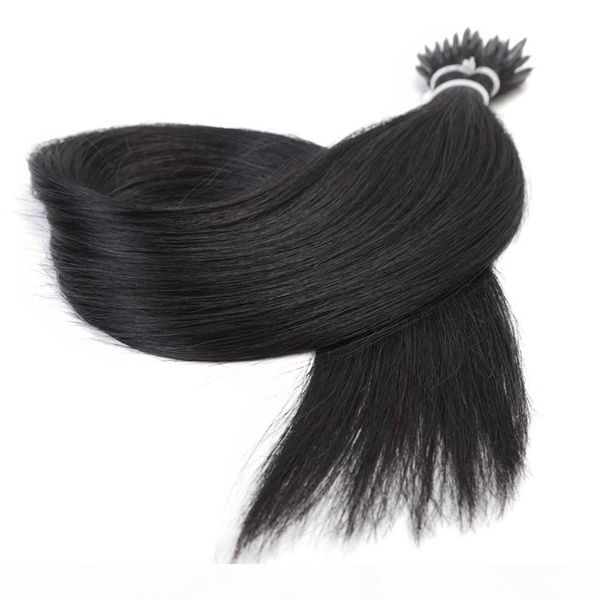 

straight machine made remy micro beads nano ring human hair extension, Black