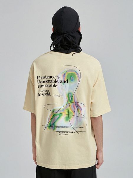 

men slogan graphic drop shoulder tee p53q#, White;black