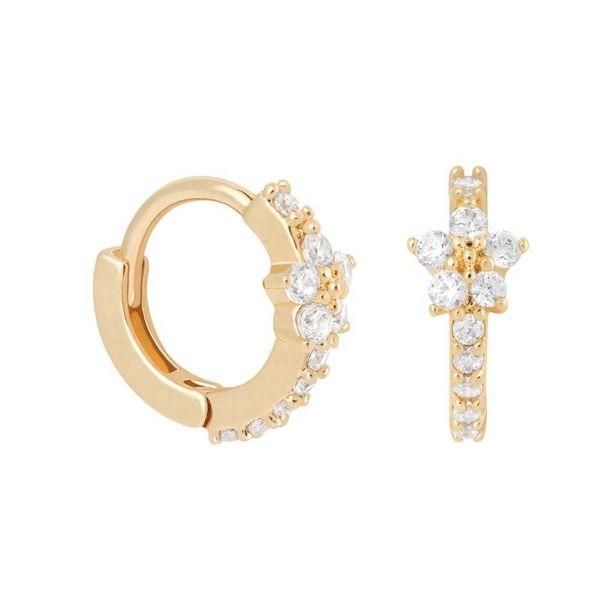 

lozrunve unique fashion body jewelry pave cz flower huggie earring silver 925 2020, Golden;silver