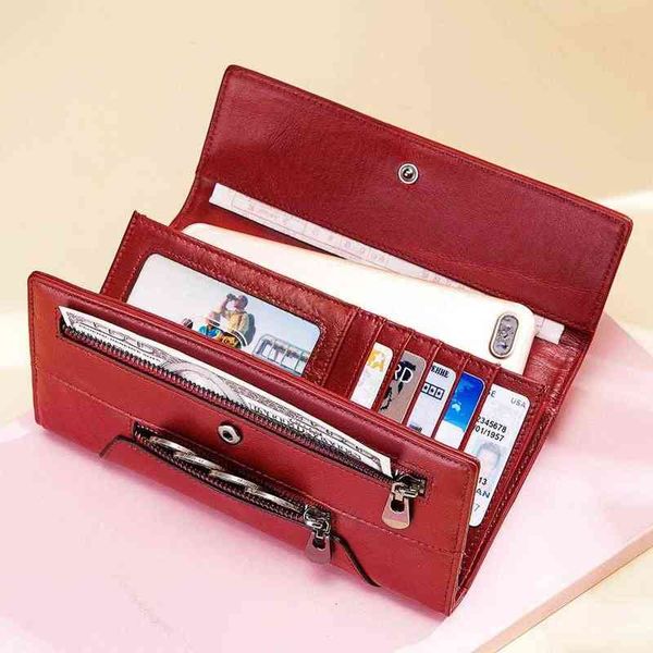 

nxy wallet kavis genuine leather women new style female portomonee fashion money bags zipper card holder handy perse high capacity 0214, Red;black