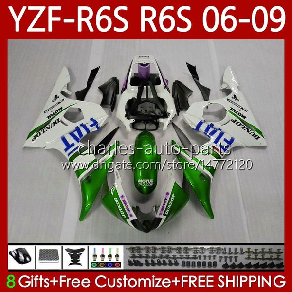 Fairings de Moto para Yamaha YZF-R6S YZF R6 S 600 CC YZF600 2006-2009 Corpo 96No.171 YZFR6S 2006 2007 2009 2009 White Green YZF-600 600CC YZF R6S 06 07 08 09 Kit de carroçaria OEM