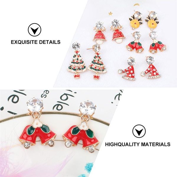 

3 пары рождество ушные рождество уха коты xmas themed креативный масло капельного серьги набор алмазный белл серьги партии ear decor bbyegn