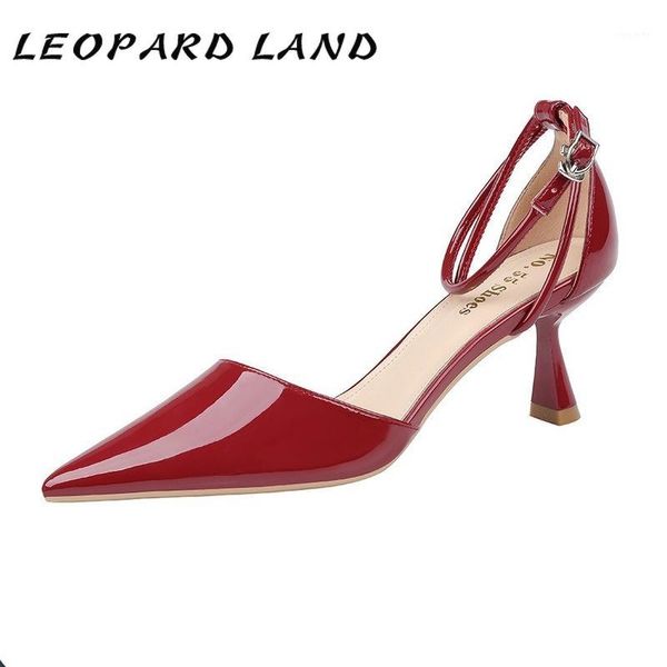 

leopard landpointed toe shallow mouth a- line with thin heeled slimming sandals professional women's shoes lsj-1998-51, Black