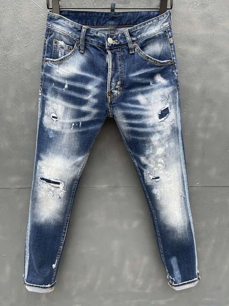 

2021 new brand of fashionable european and american men's casual jeans ,high-grade washing, pure hand grinding, quality optimization la, Blue