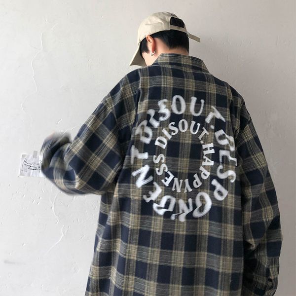 

2021 new privathinker men's classic plaid graphic printed shirt woman korean streetwear shirts casual oversize male clothing hip hop bw, White;black