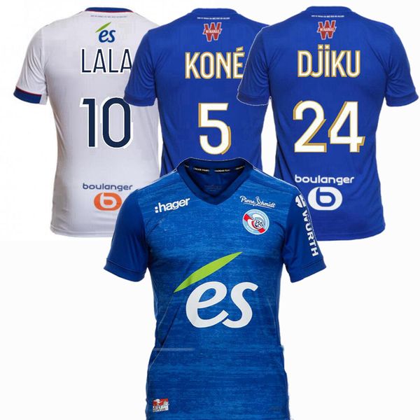 

20 21 rc strasbourg alsace maillots de foot soccer jersey mothiba lala zemzemi home away 2020 2021 football shirt s-2xl, Black;yellow