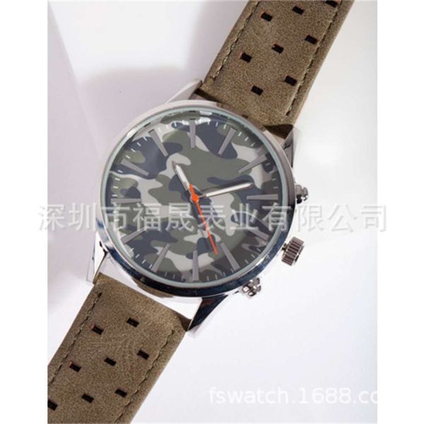 

belt current model casual round waterproof watch fashion large dial men's watch, Slivery;brown
