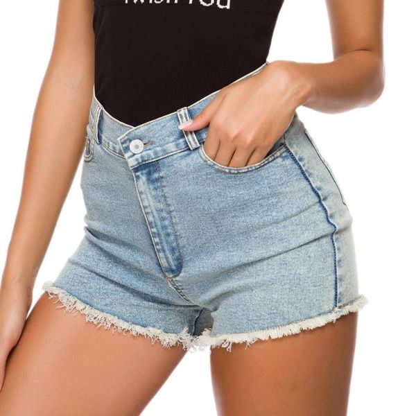 

new arrivals female fashion summer women denim shorts high waists ripped pockets plus size night club denim shorts, Blue