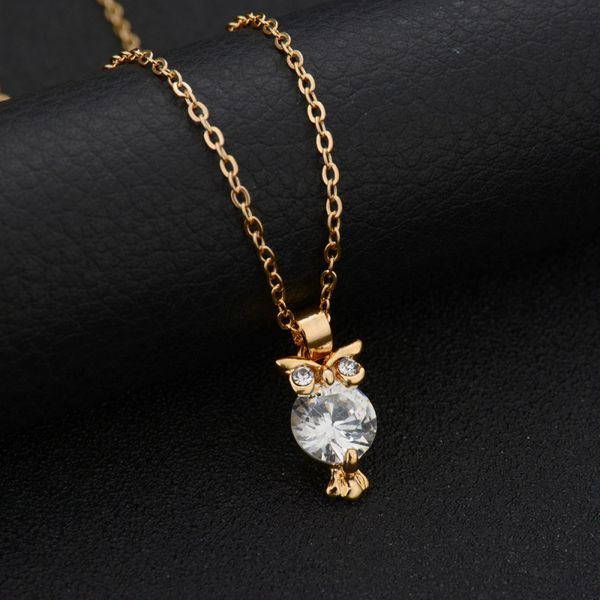 

fashion design micro pave zirconia owl pendant necklace for wholesale, Silver