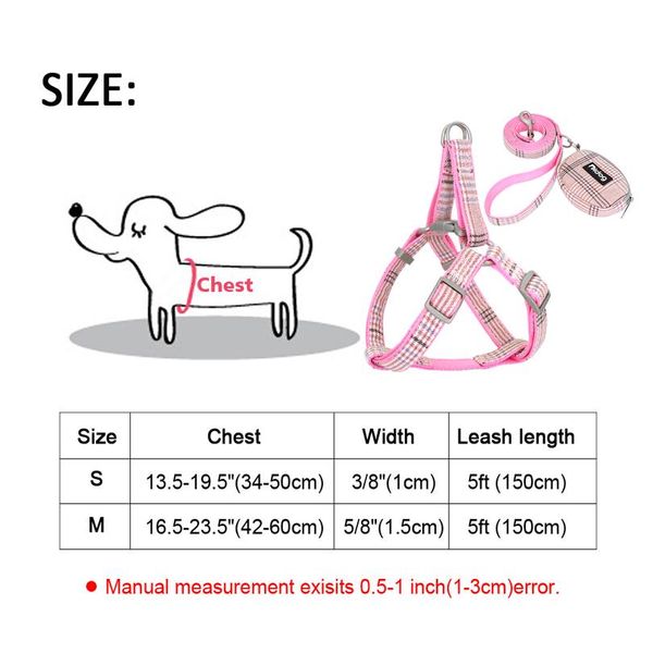 

cute dog harness adjustable nylon pet puppy chihuahua harness vest dog leash set pink for small medium dogs cats pet sqcwgp