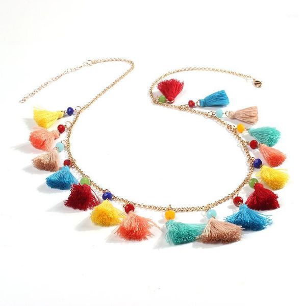 

gereit 2020 new multicolor pompon tassel necklace bohemian statement hair ball fringed necklace jewelry gifts bijoux wholesale1, Silver