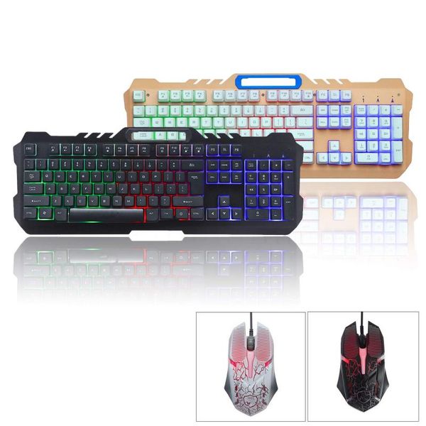 

104 keys mechanical feeling keyboard and mouse set usb wired 1600dpi rgb backlight multimedia keys gaming keyboard gaming mouse