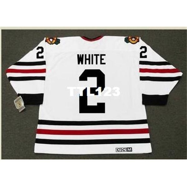 

mens #2 bill white chicago blackhawks 1970 ccm vintage retro hockey jersey or custom any name or number retro jersey, Black