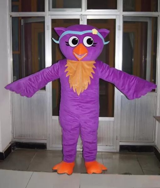 Performance Costume da mascotte gufo viola Halloween Natale Personaggio dei cartoni animati Abiti Completo Volantini pubblicitari Abbigliamento Carnevale Abito unisex per adulti