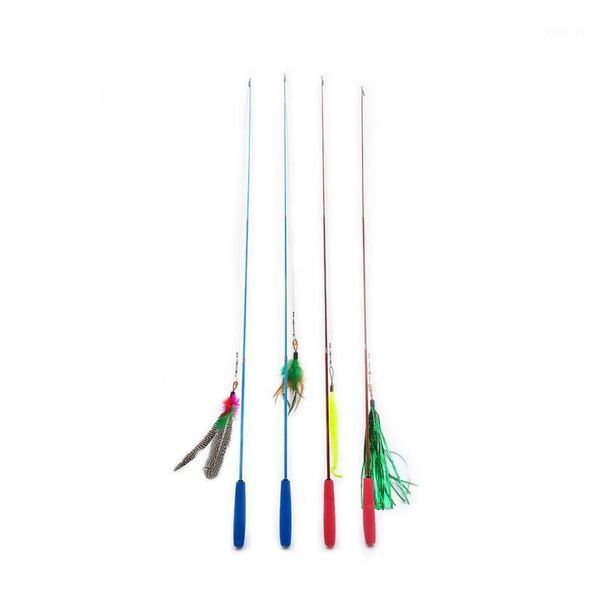 

1retractable 3-section teaser cat interactive toy wand fishing pole pet interactive toy pretty toy(not include replacement)1