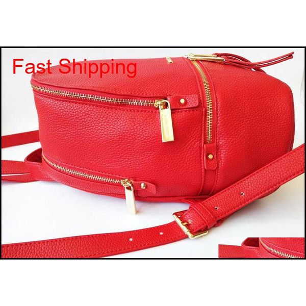 

clour red genuine leather women backpack zipper school bags for teenagers girls female shoulder bag qylnux ppshop01